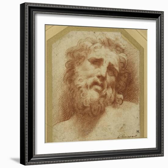 A Bearded Head, Looking Up (Possibly Laocoon)-Parmigianino-Framed Giclee Print