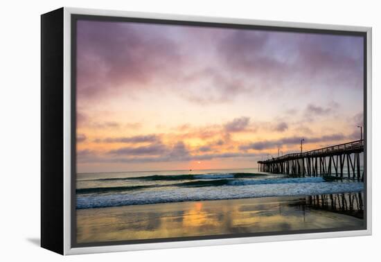 A Beautiful Cloudy Sunrise Captured at the Virginia Beach Fishing Pier-Scottymanphoto-Framed Premier Image Canvas