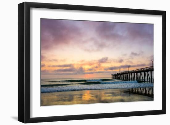 A Beautiful Cloudy Sunrise Captured at the Virginia Beach Fishing Pier-Scottymanphoto-Framed Photographic Print