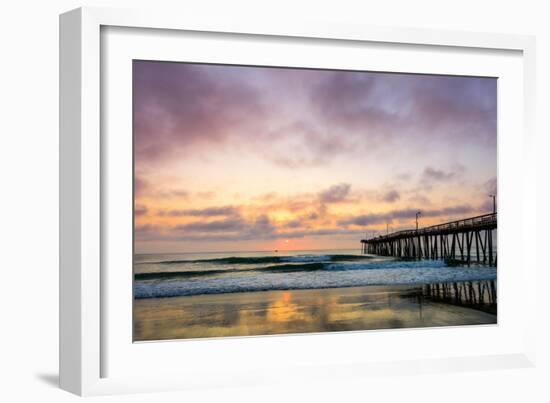 A Beautiful Cloudy Sunrise Captured at the Virginia Beach Fishing Pier-Scottymanphoto-Framed Photographic Print