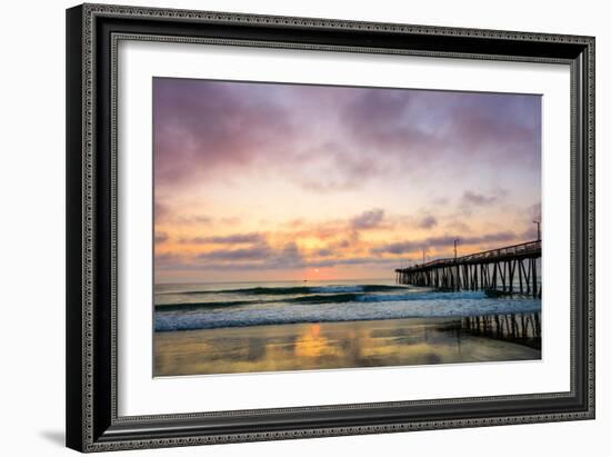 A Beautiful Cloudy Sunrise Captured at the Virginia Beach Fishing Pier-Scottymanphoto-Framed Photographic Print