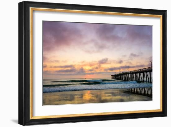 A Beautiful Cloudy Sunrise Captured at the Virginia Beach Fishing Pier-Scottymanphoto-Framed Photographic Print