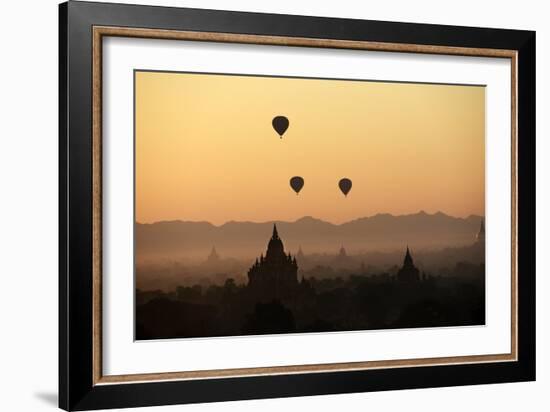 A Beautiful Sunrise over the Buddhist Temples in Bagan-Boaz Rottem-Framed Photographic Print