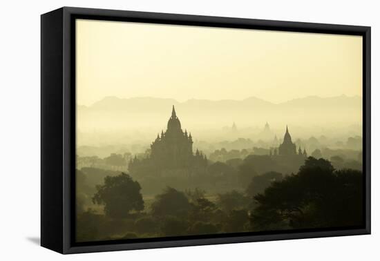 A Beautiful Sunrise over the Buddhist Temples in Bagan-Boaz Rottem-Framed Premier Image Canvas
