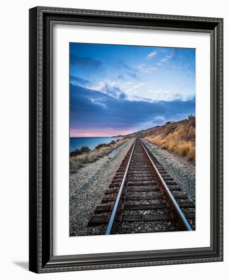 A Beautiful View Of The Train Tracks Along The Santa Barbara Coastline-Daniel Kuras-Framed Photographic Print