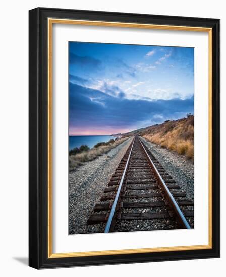 A Beautiful View Of The Train Tracks Along The Santa Barbara Coastline-Daniel Kuras-Framed Photographic Print