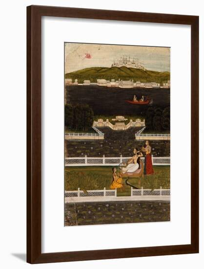 A Beautiful Woman on a Lake Terrace, C.1770-null-Framed Giclee Print