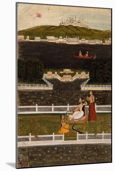 A Beautiful Woman on a Lake Terrace, C.1770-null-Mounted Giclee Print