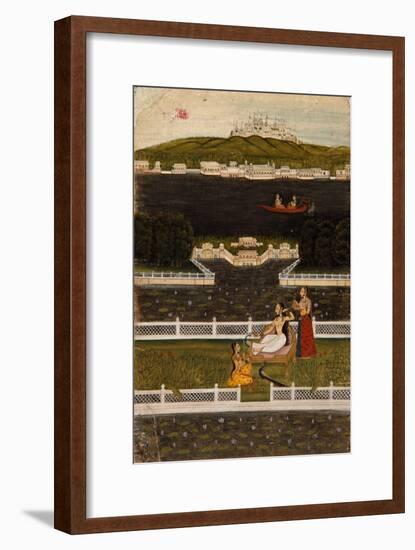 A Beautiful Woman on a Lake Terrace, C.1770-null-Framed Giclee Print