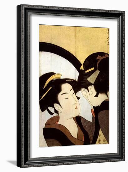 A Beauty before the Mirror, C1793-Kitagawa Utamaro-Framed Giclee Print