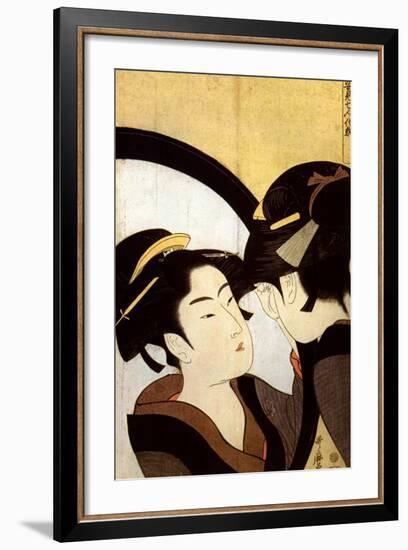 A Beauty before the Mirror, C1793-Kitagawa Utamaro-Framed Giclee Print