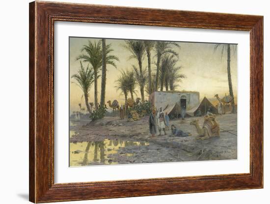 A Bedouin Camp at Gerzereh after Sunset, 1893-Peder Moensted-Framed Giclee Print