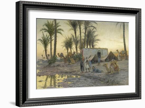 A Bedouin Camp at Gerzereh after Sunset, 1893-Peder Moensted-Framed Giclee Print