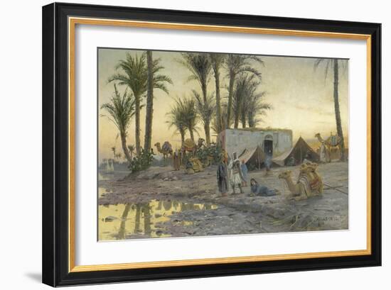 A Bedouin Camp at Gerzereh after Sunset, 1893-Peder Moensted-Framed Giclee Print