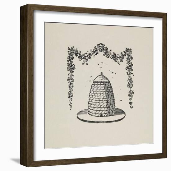 A Beehive With Floral Garland-Thomas Bewick-Framed Giclee Print