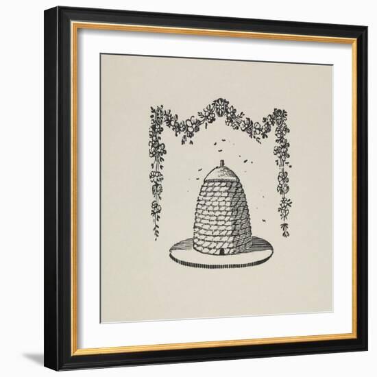 A Beehive With Floral Garland-Thomas Bewick-Framed Giclee Print