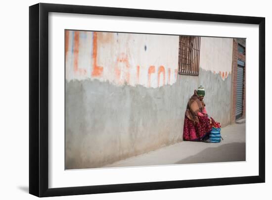 A Beggar Sits in the Street in Copacabana-Alex Saberi-Framed Photographic Print