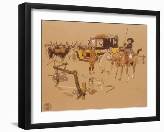 A Berliet Car Stuck in the Middle of Cattle, 1906-null-Framed Giclee Print