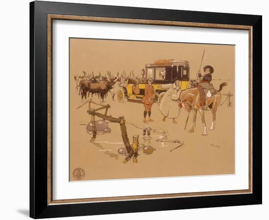 A Berliet Car Stuck in the Middle of Cattle, 1906-null-Framed Giclee Print