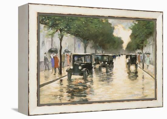 A Berlin Street in the Rain; Berliner Strasse Im Regen-Lesser Ury-Framed Premier Image Canvas