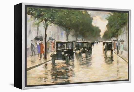 A Berlin Street in the Rain; Berliner Strasse Im Regen-Lesser Ury-Framed Premier Image Canvas