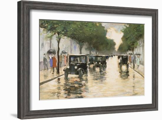 A Berlin Street in the Rain; Berliner Strasse Im Regen-Lesser Ury-Framed Giclee Print