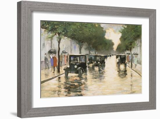 A Berlin Street in the Rain; Berliner Strasse Im Regen-Lesser Ury-Framed Giclee Print