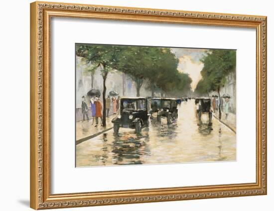 A Berlin Street in the Rain; Berliner Strasse Im Regen-Lesser Ury-Framed Giclee Print