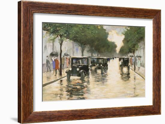 A Berlin Street in the Rain; Berliner Strasse Im Regen-Lesser Ury-Framed Giclee Print