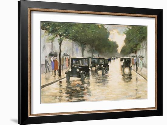 A Berlin Street in the Rain; Berliner Strasse Im Regen-Lesser Ury-Framed Giclee Print