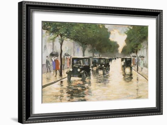 A Berlin Street in the Rain; Berliner Strasse Im Regen-Lesser Ury-Framed Giclee Print