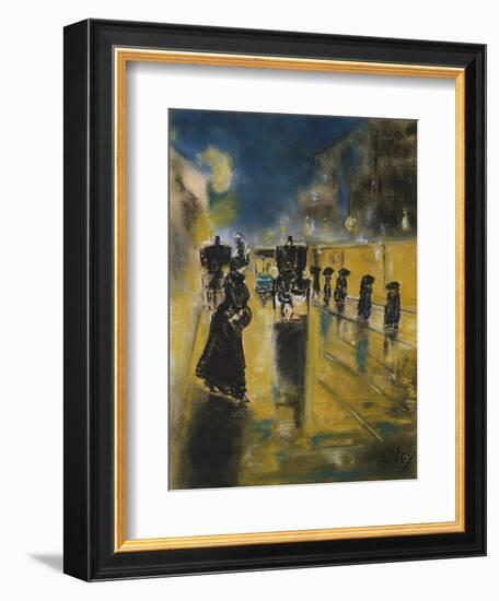 A Berlin Street Scene with Coaches; Kutschen, Berliner Strasse-Lesser Ury-Framed Giclee Print