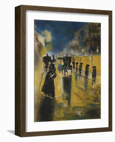 A Berlin Street Scene with Coaches; Kutschen, Berliner Strasse-Lesser Ury-Framed Giclee Print