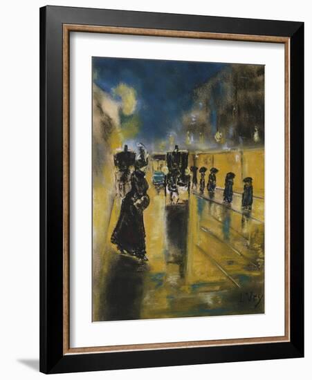 A Berlin Street Scene with Coaches; Kutschen, Berliner Strasse-Lesser Ury-Framed Giclee Print