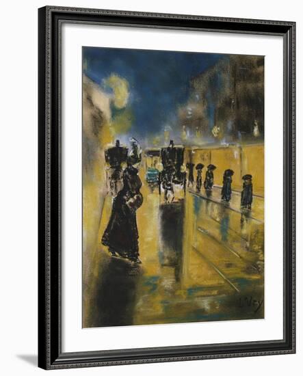 A Berlin Street Scene with Coaches; Kutschen, Berliner Strasse-Lesser Ury-Framed Giclee Print