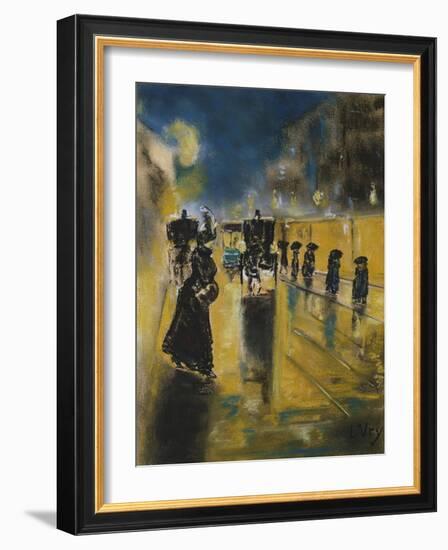 A Berlin Street Scene with Coaches; Kutschen, Berliner Strasse-Lesser Ury-Framed Giclee Print