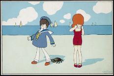 Children on the Beach, a Boy in a Sailor Suit Has His Trousers Bitten by a Crab-A. Bertiglia-Art Print