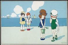 Children on the Beach, a Boy in a Sailor Suit Has His Trousers Bitten by a Crab-A. Bertiglia-Art Print