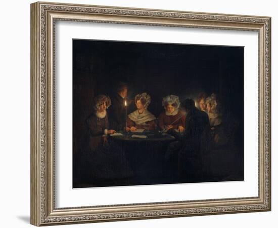 A Biedermeier 'Tischgesellschaft' (Table Society) Playing a Parlour Game by Candlelight, 1829-Petrus van Schendel-Framed Giclee Print