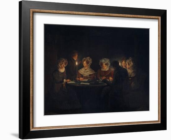 A Biedermeier 'Tischgesellschaft' (Table Society) Playing a Parlour Game by Candlelight, 1829-Petrus van Schendel-Framed Giclee Print