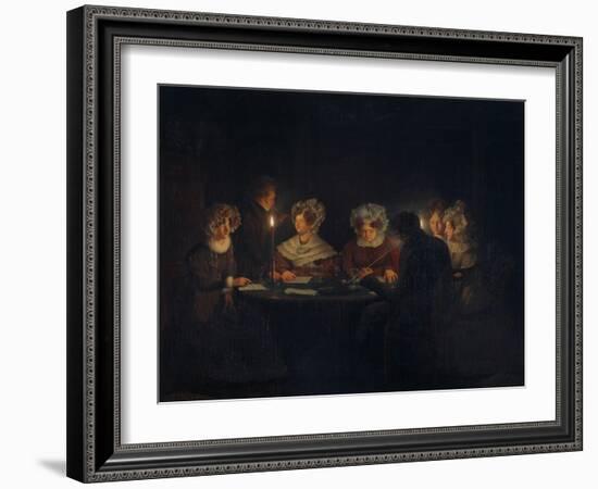 A Biedermeier 'Tischgesellschaft' (Table Society) Playing a Parlour Game by Candlelight, 1829-Petrus van Schendel-Framed Giclee Print