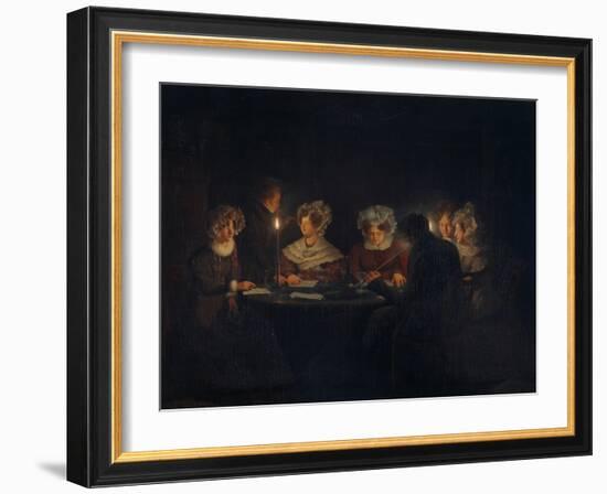 A Biedermeier 'Tischgesellschaft' (Table Society) Playing a Parlour Game by Candlelight, 1829-Petrus van Schendel-Framed Giclee Print