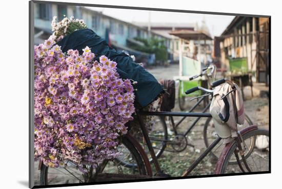 A bike loaded with fresh flowers at the flower market in Mandalay, Myanmar (Burma), Asia-Alex Treadway-Mounted Photographic Print