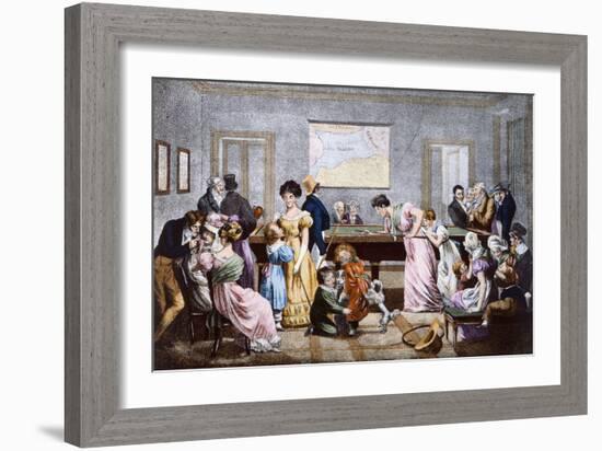 A Billiard Room in the nineteenth century, 1828-Julien Leopold Boilly-Framed Giclee Print