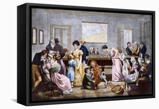 A Billiard Room in the nineteenth century, 1828-Julien Leopold Boilly-Framed Premier Image Canvas