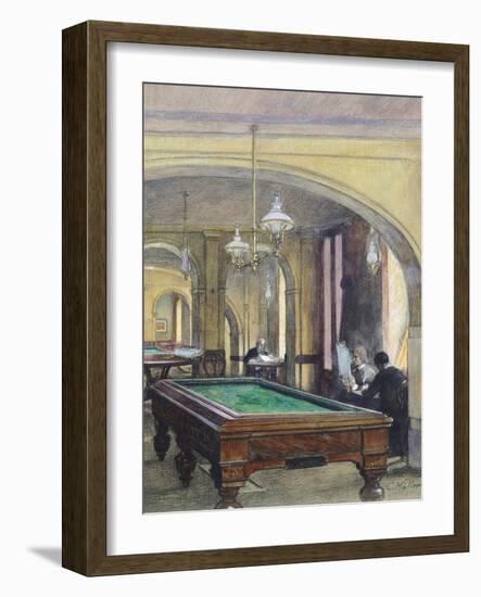 A Billiard Table in a Cafe' in Vienna, Austria 20th Century-null-Framed Giclee Print