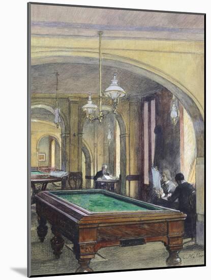 A Billiard Table in a Cafe' in Vienna, Austria 20th Century-null-Mounted Giclee Print