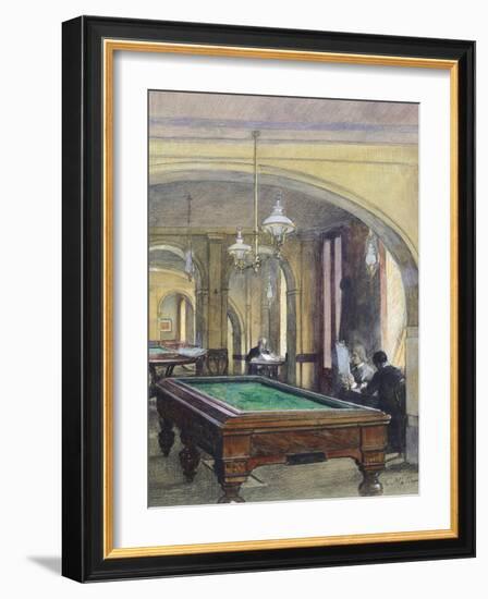 A Billiard Table in a Cafe' in Vienna, Austria 20th Century-null-Framed Giclee Print