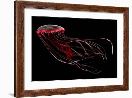 A Bioluminescent Red Jellyfish-null-Framed Art Print