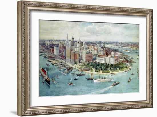 A Bird's Eye View of Lower Manhattan, 1911-Richard Rummell-Framed Giclee Print